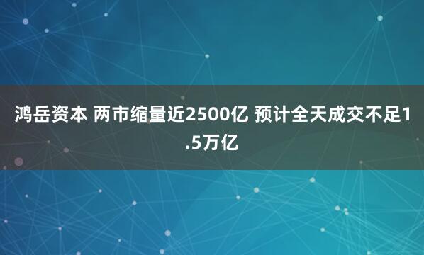 鸿岳资本 两市缩量近2500亿 预计全天成交不足1.5万亿
